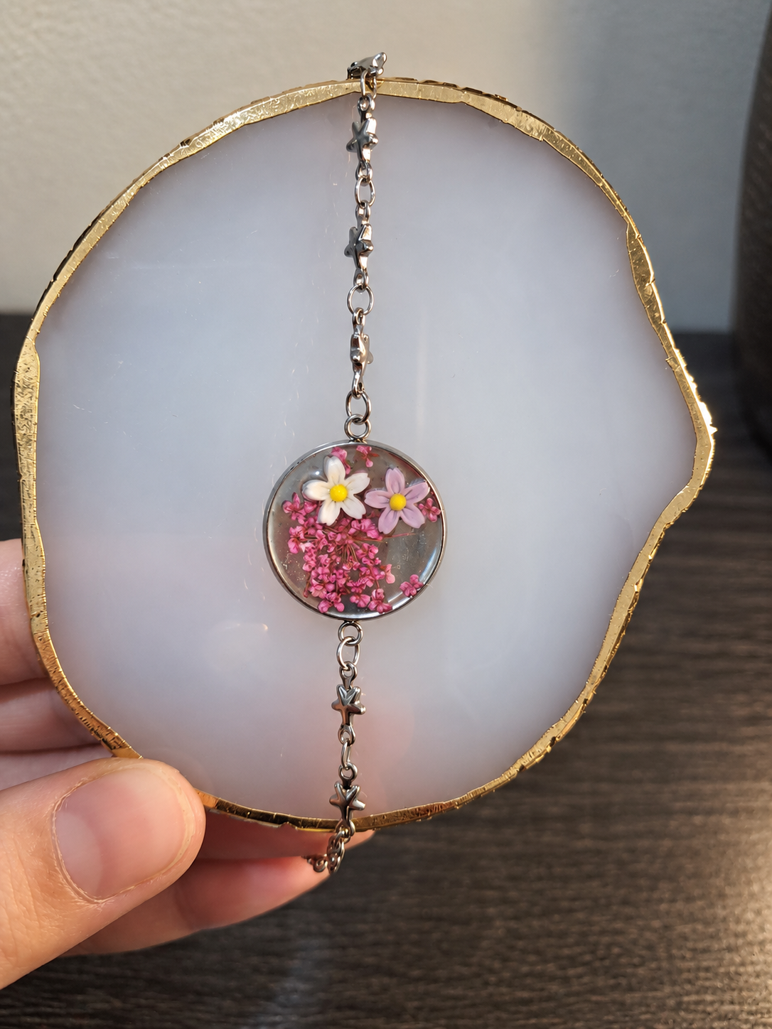 Χειροποίητο Βραχιόλι από Υγρό Γυαλί-Starry Blossom Bracelet