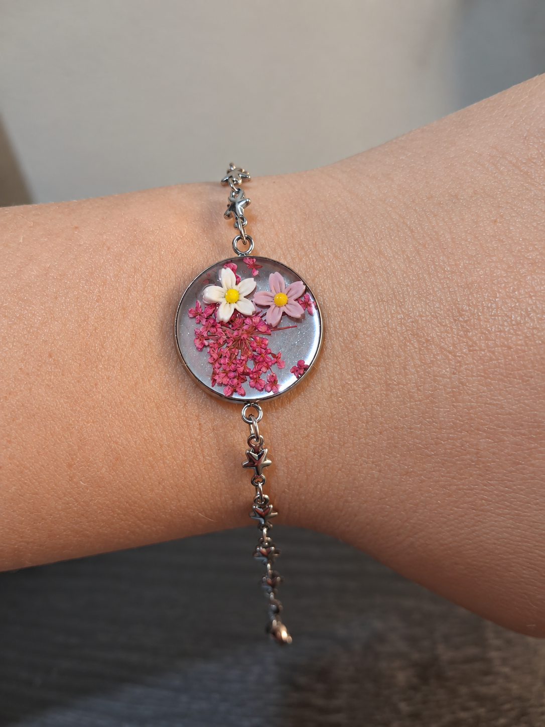 Χειροποίητο Βραχιόλι από Υγρό Γυαλί-Starry Blossom Bracelet
