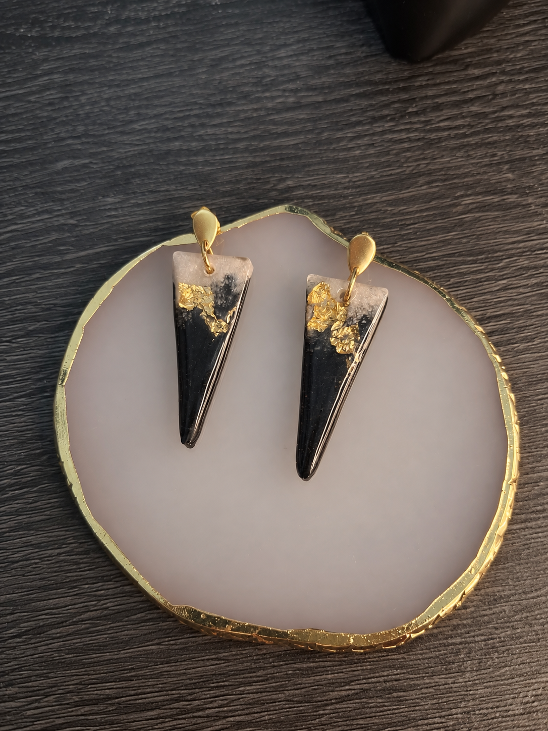 Golden Eclipse Triangle Earrings