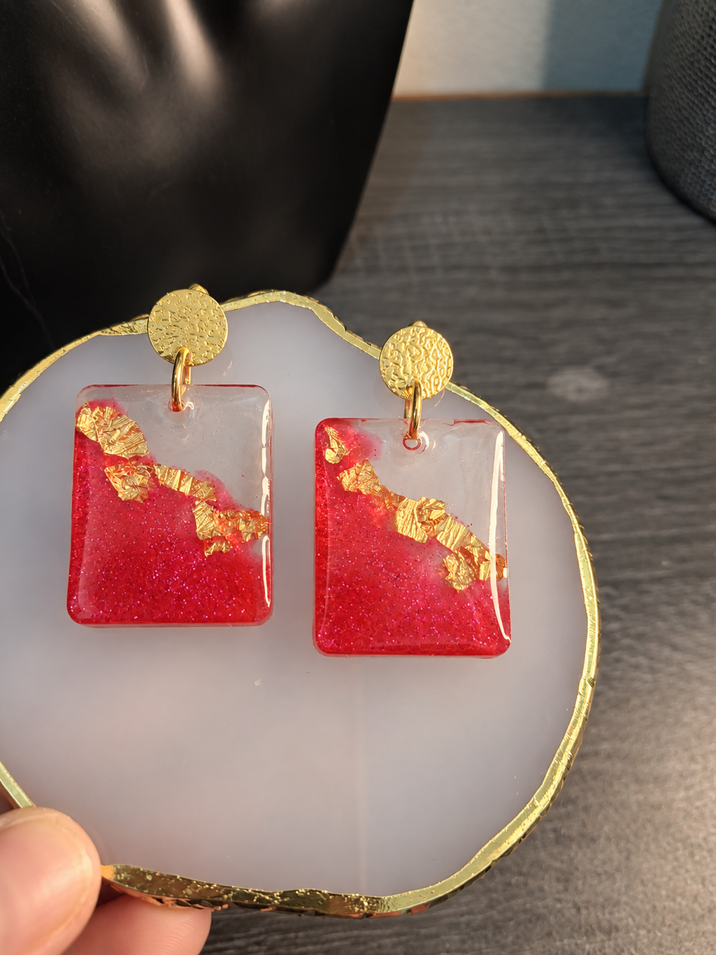 Fuchsia Glam Rectangle Earrings