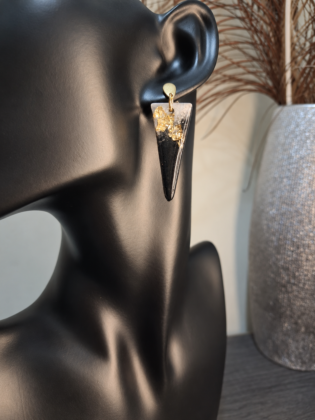 Golden Eclipse Triangle Earrings
