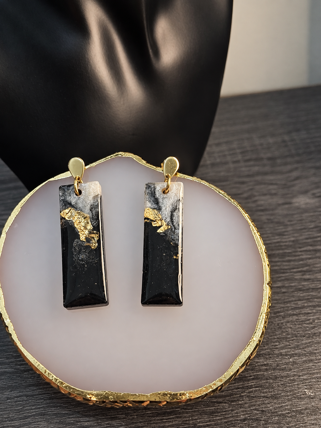 Golden Eclipse Rectangle Earrings