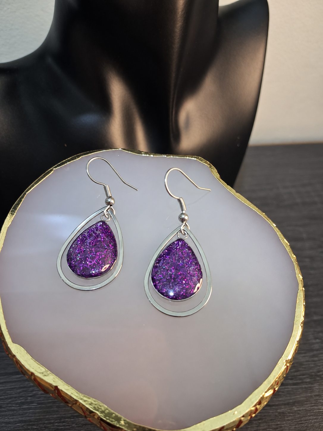 Violet Quartz Teardrop Earrings