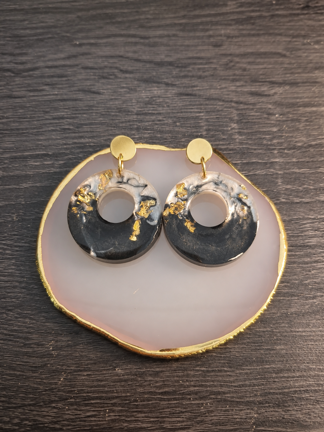 Golden Obsidian Hoop Earrings