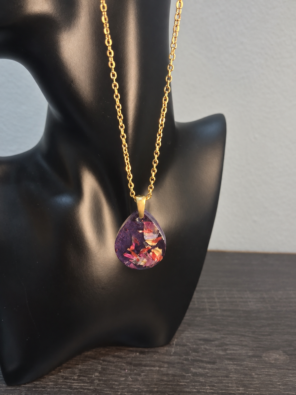 Midnight Orchid Teardrop Necklace