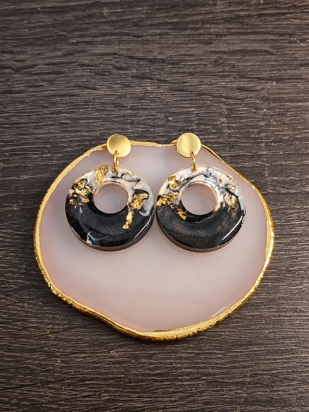 Golden Obsidian Hoop Earrings