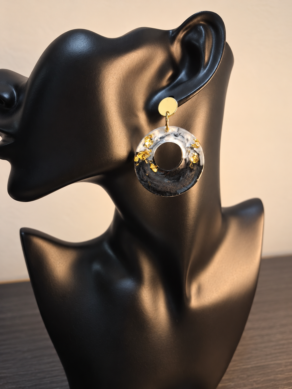 Golden Obsidian Hoop Earrings