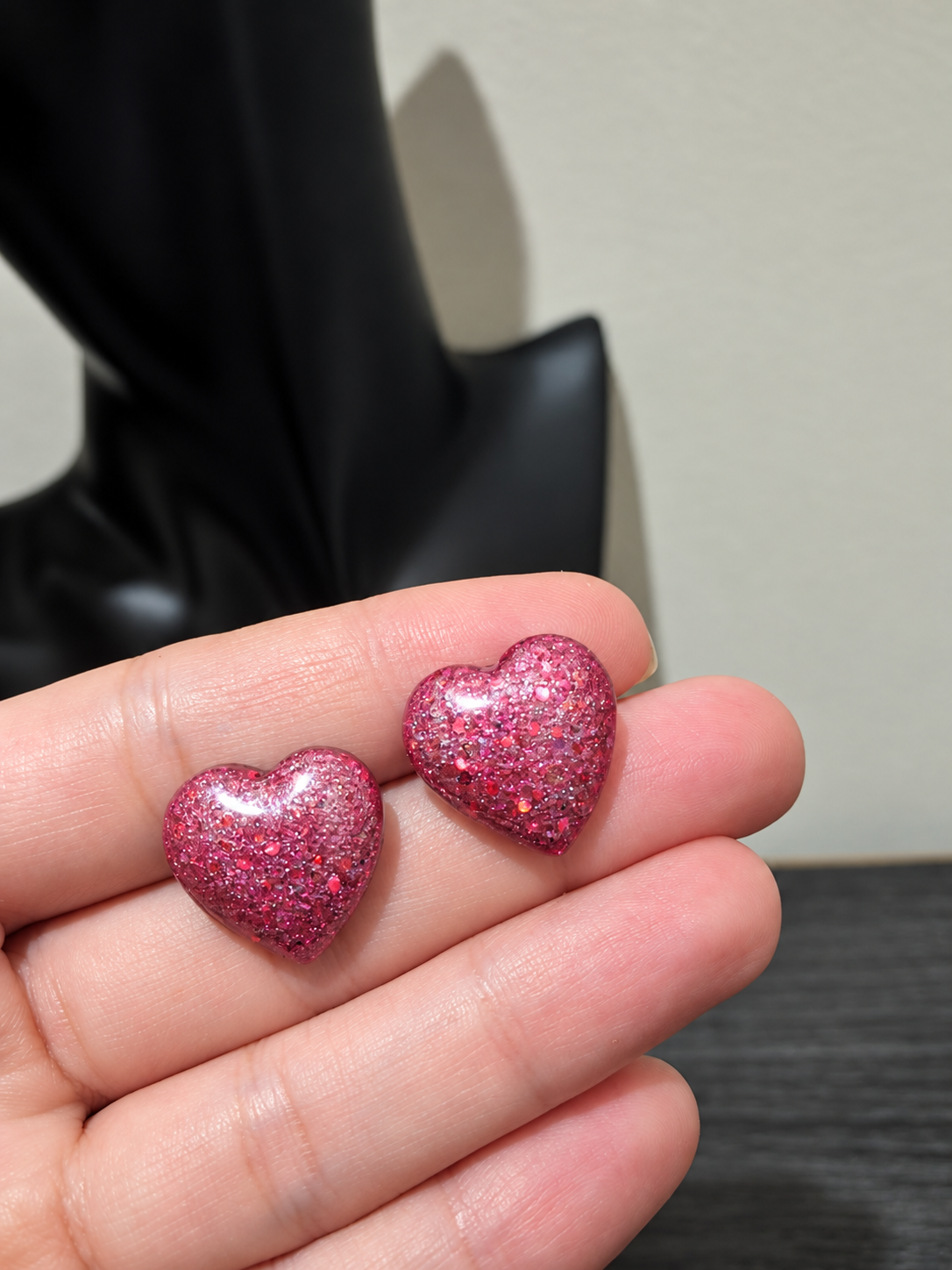 Pink Diamond Hearts Earrings