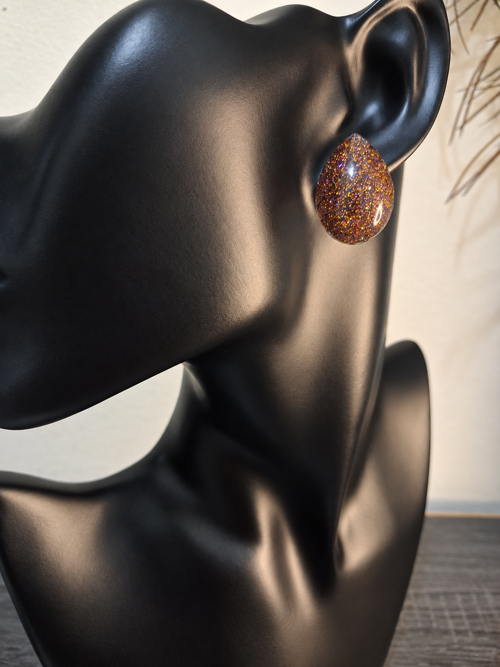 Bronze Sparkle Teardrop Earrings