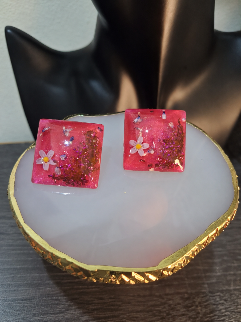 Bubblegum Blossom Square Earrings