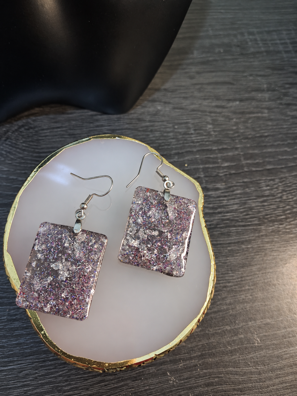Lilac Confetti Rectangle Earrings