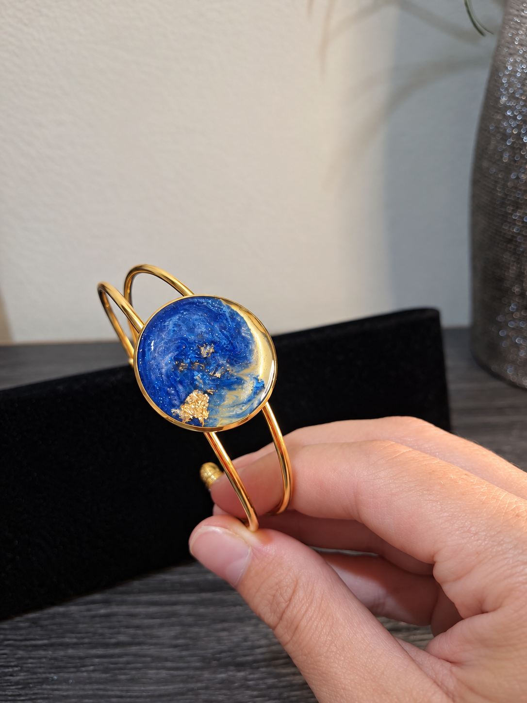 Royal Blue & Gold Bangle Bracelet