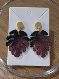 Midnight Plum Leaves Earrings