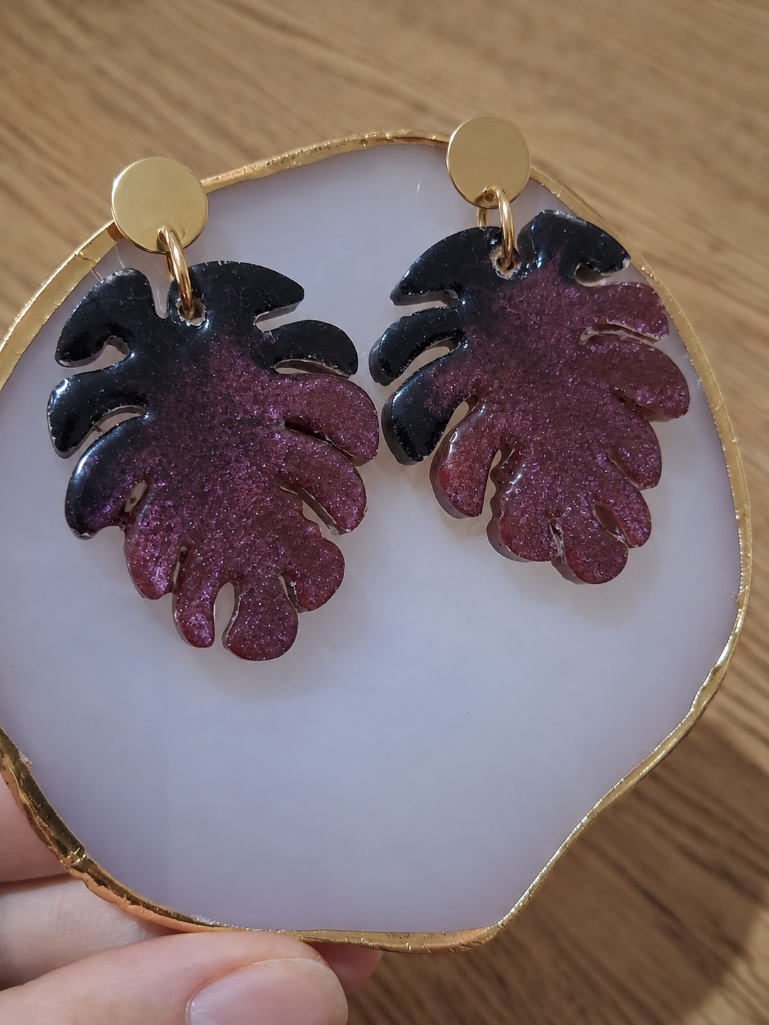 Midnight Plum Leaves Earrings