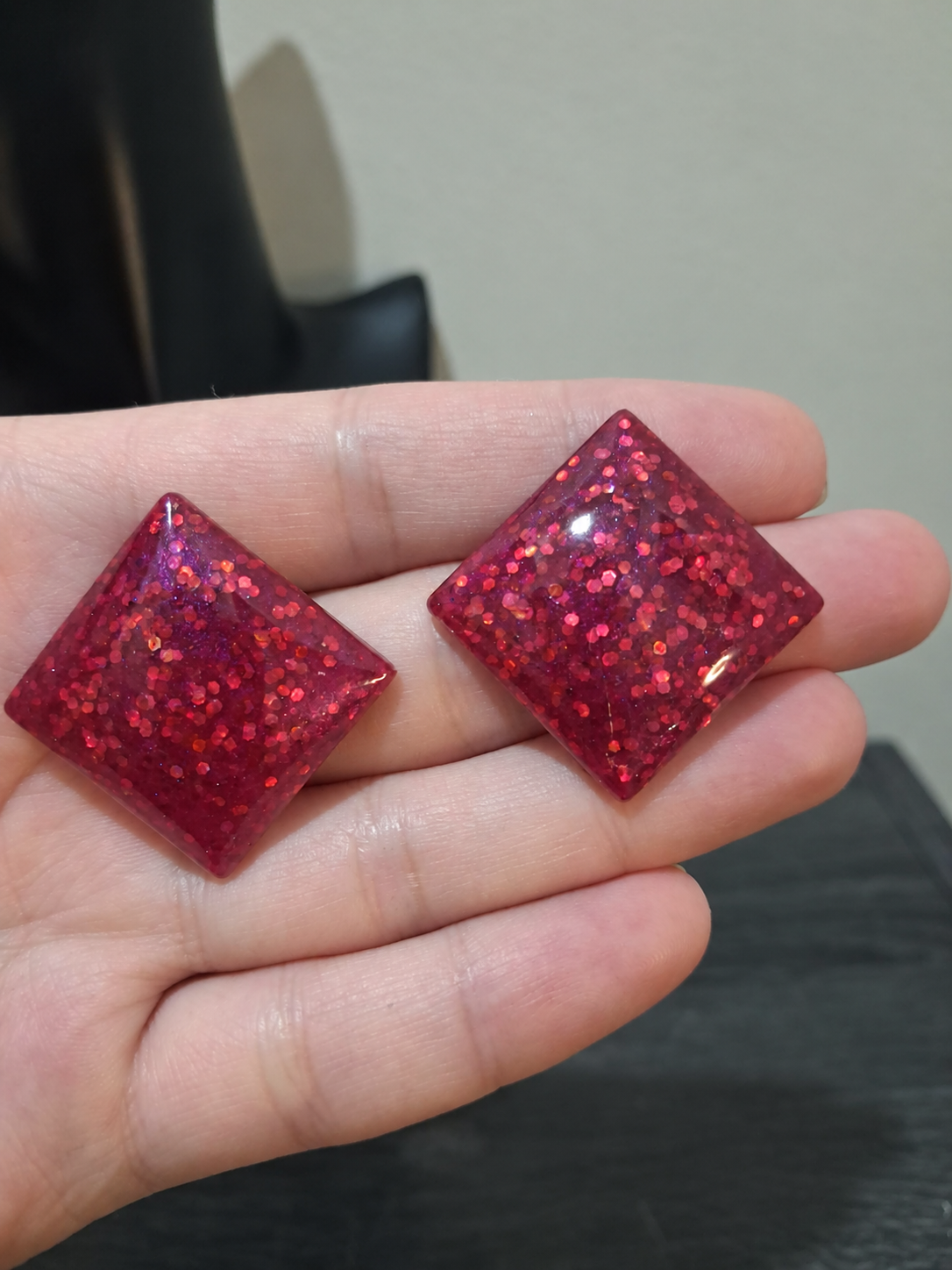 Pink Diamond Squares Earrings