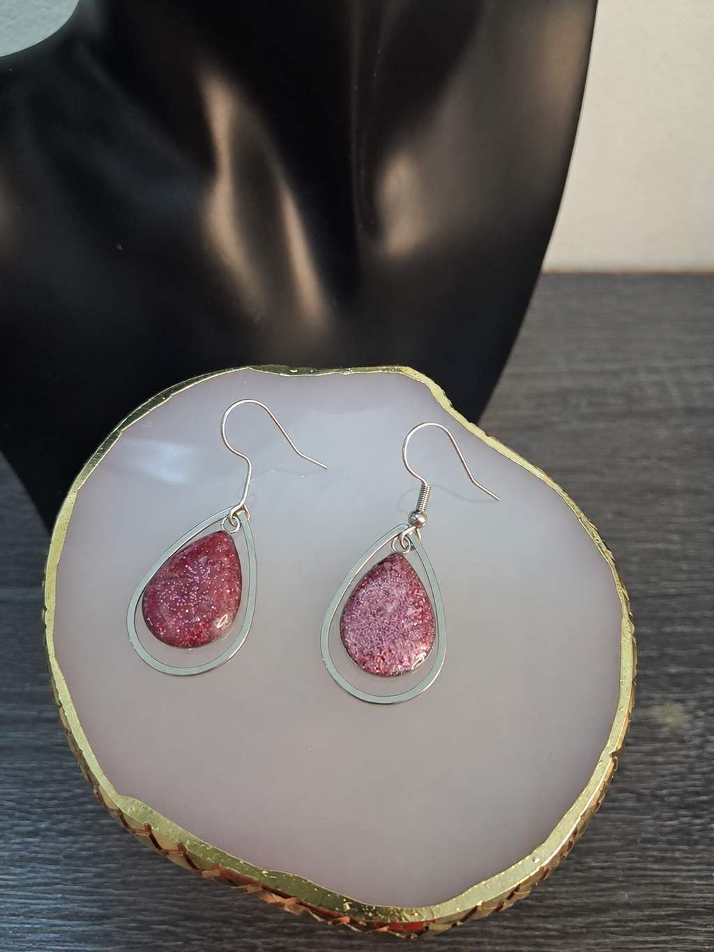 Pink Quartz Teardrop Earrings