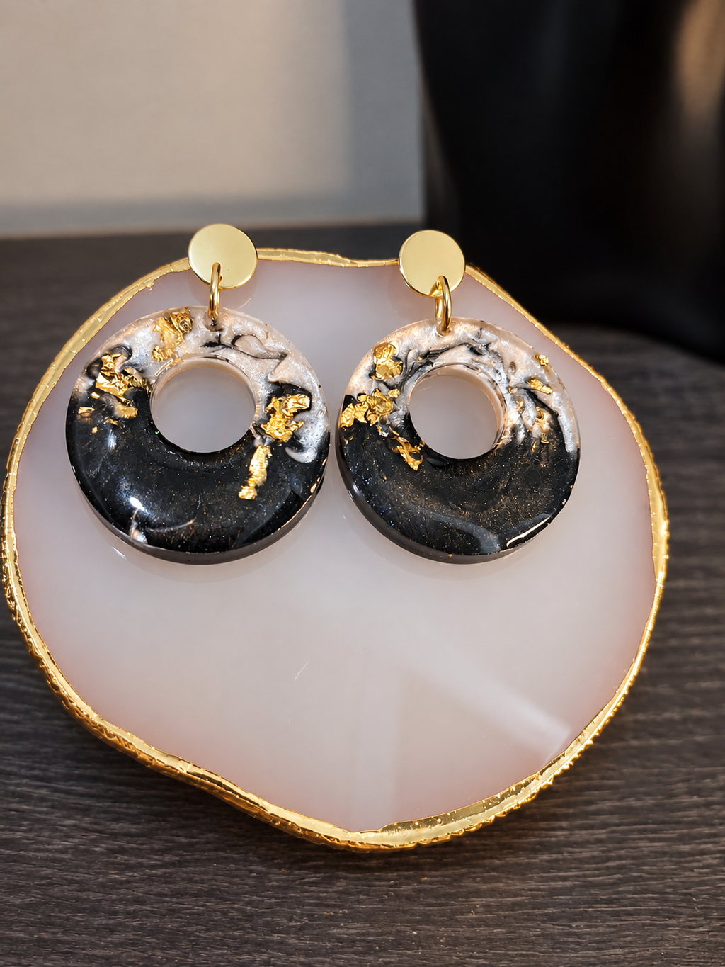 Golden Obsidian Hoop Earrings