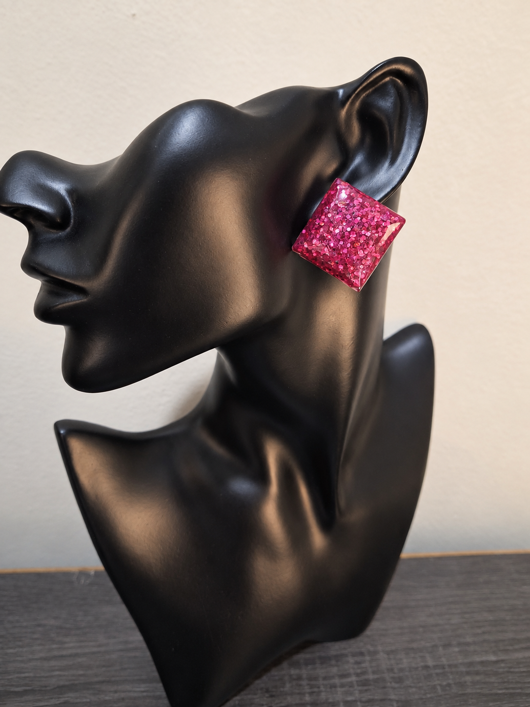 Pink Diamond Squares Earrings