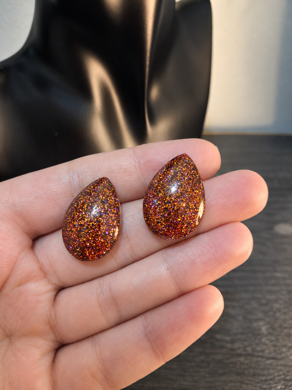 Bronze Sparkle Teardrop Earrings