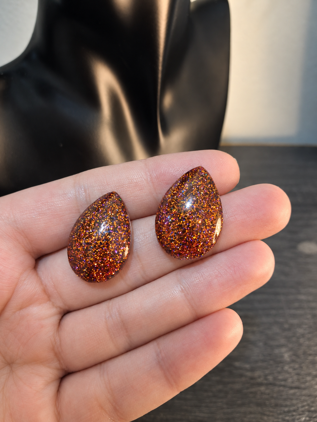Bronze Sparkle Teardrop Earrings