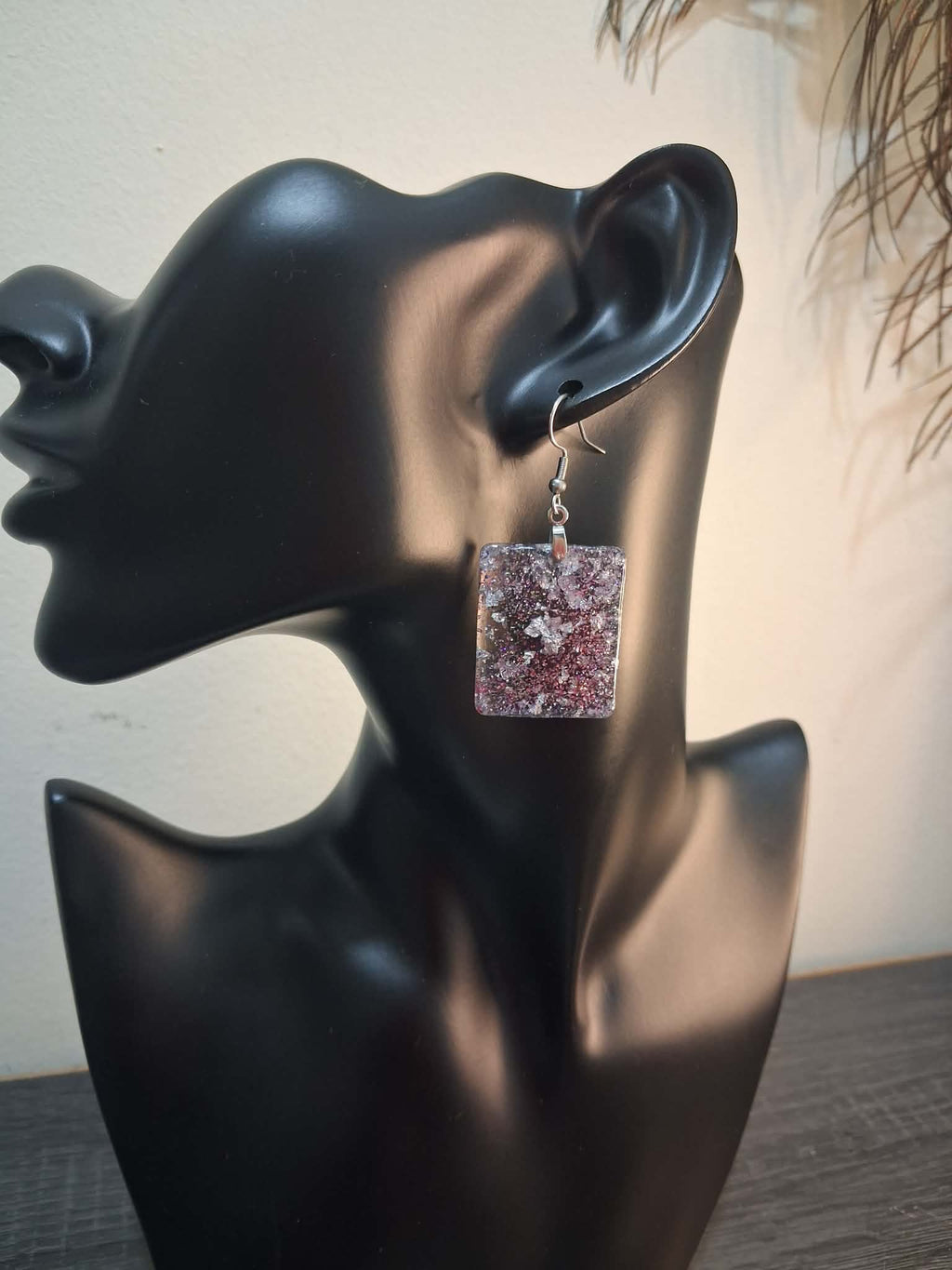 Lilac Confetti Rectangle Earrings