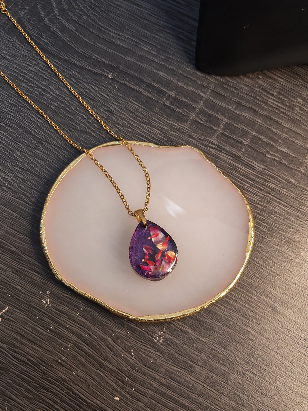Midnight Orchid Teardrop Necklace