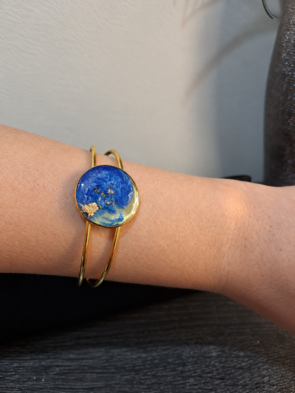 Royal Blue & Gold Bangle Bracelet