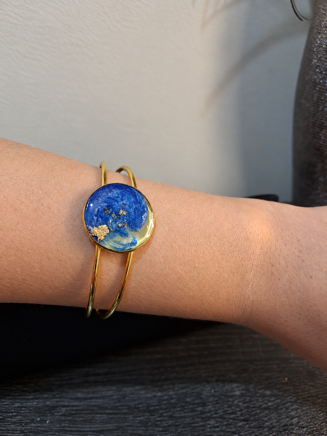 Royal Blue & Gold Bangle Bracelet