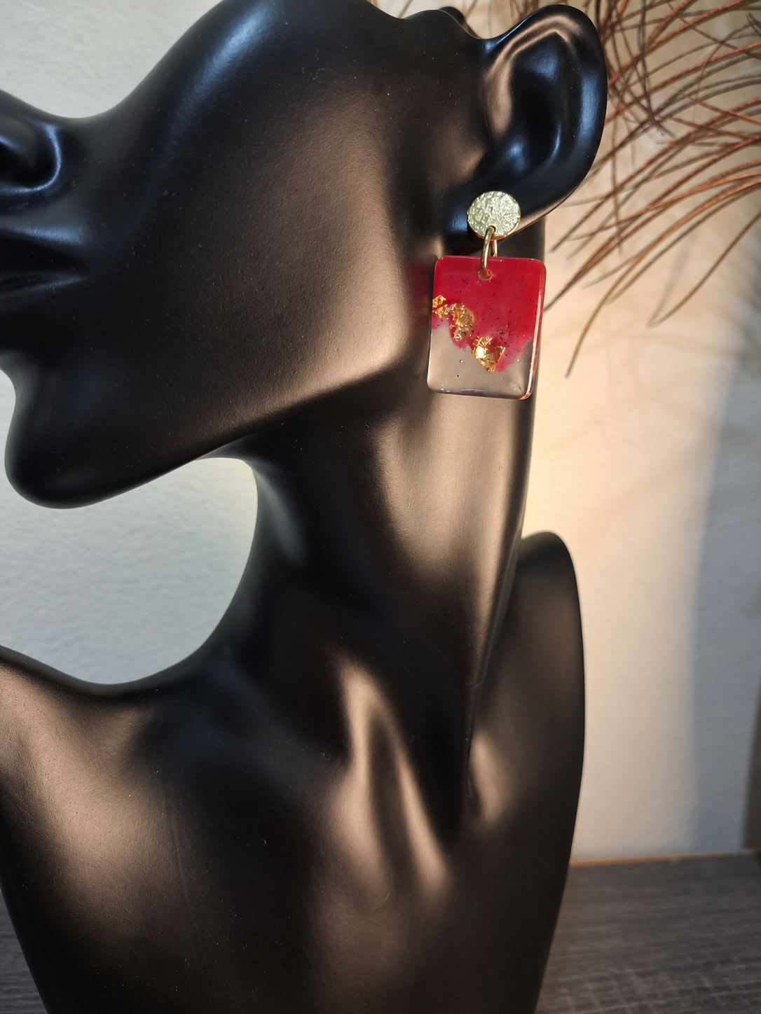 Strawberry Cream Rectangle Earrings