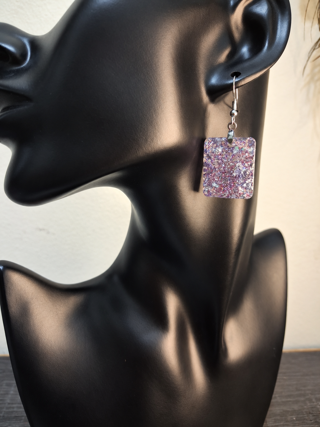 Lilac Confetti Rectangle Earrings