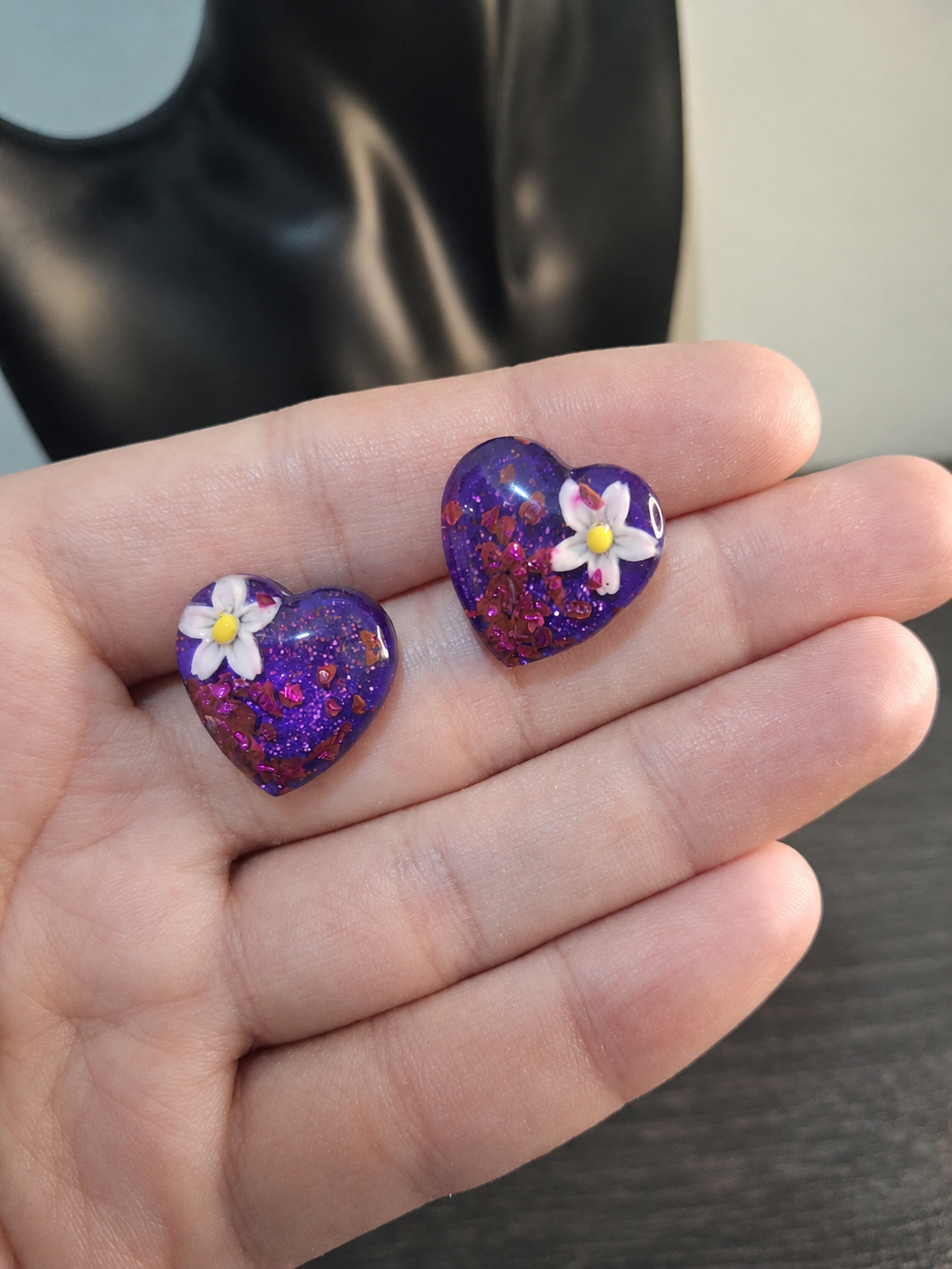 Purple Daisy Hearts