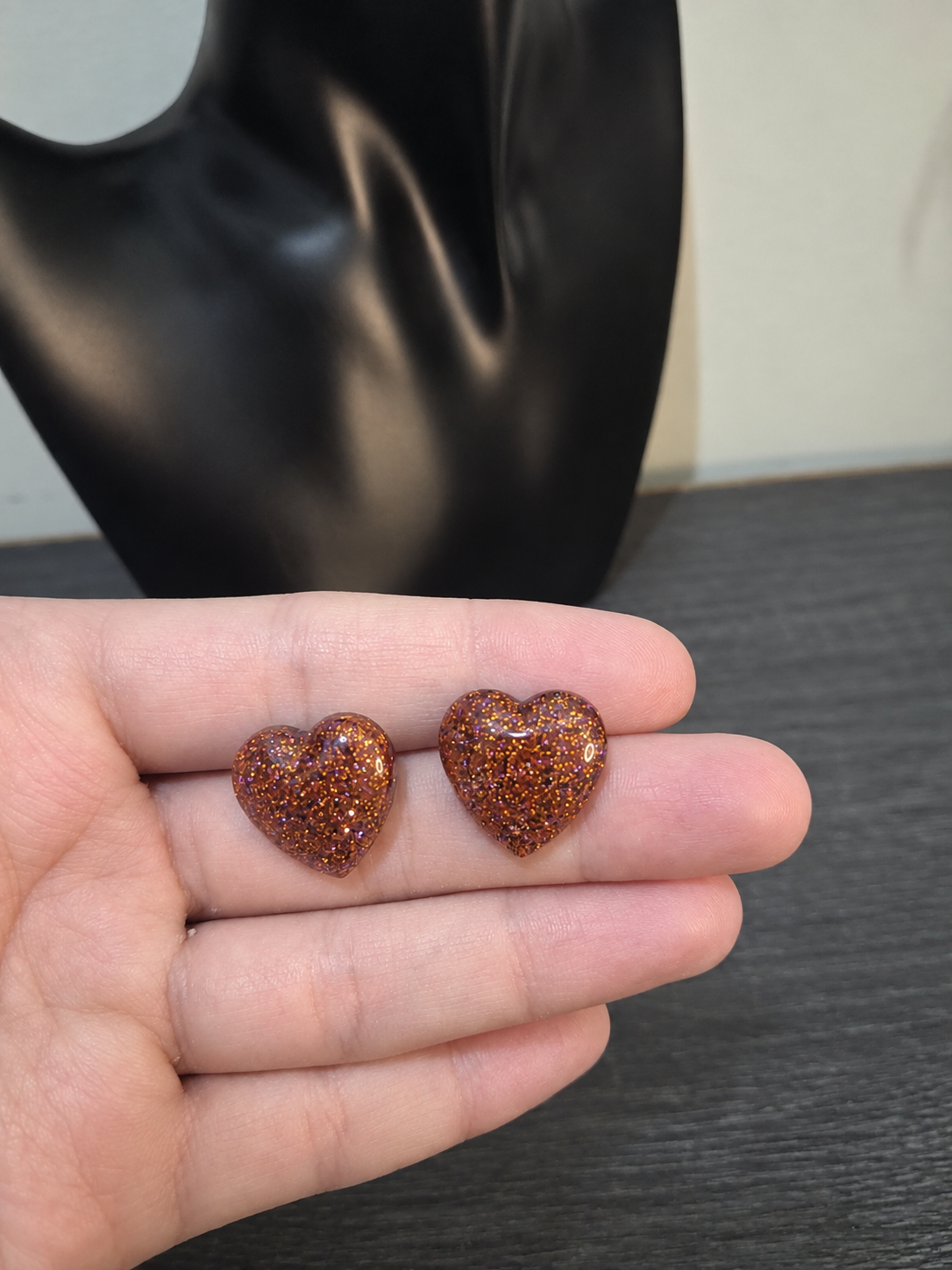 Bronze Glitter Hearts